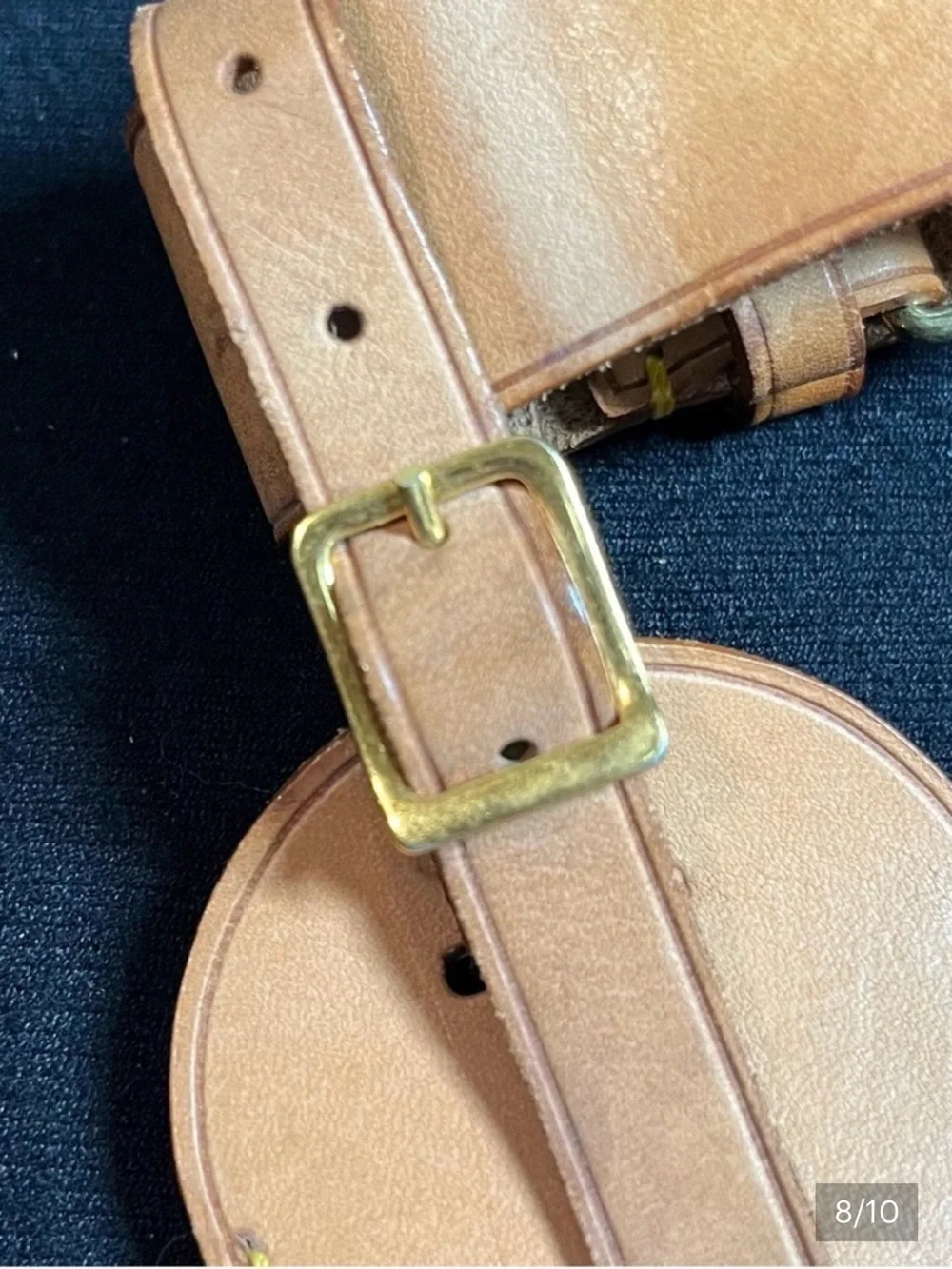 Authentic Louis Vuitton Vachetta Leather Luggage Tag & Poignet Set